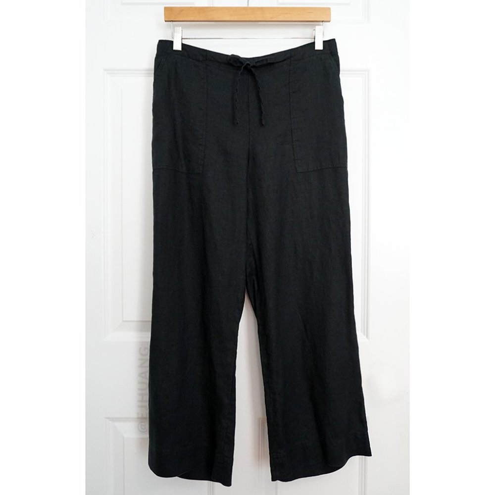 Everlane 100% Linen Wide Leg Elastic Waist Drawstring Cropped Pants
